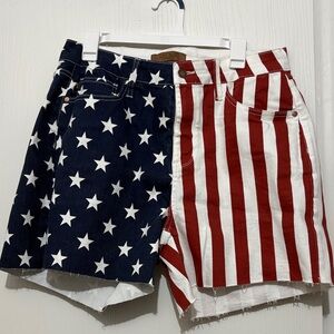 Judy Blue Red and White Checkered Denim Shorts